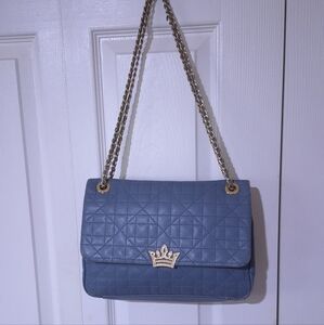 Blue Quilted Chain Shoulder Bag